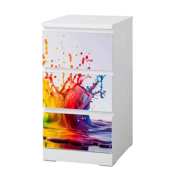 Möbelfolie passend für IKEA Malm Kommode Farbkleckse Splash Schrankfolie - Sunnywall - Individualität trifft Design