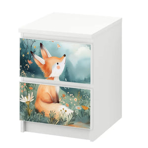 Möbelfolie passend für IKEA Malm Kommode Fuchs auf Wiese Schrankfolie - Sunnywall - Individualität trifft Design