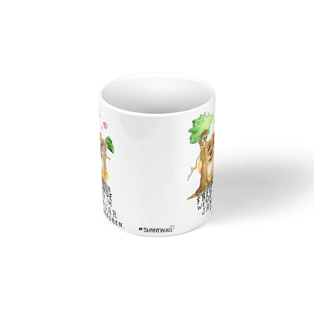 Monatstasse | Kaffeetasse Tasse Geburtstag Januar bis Dezember | Beste Freunde Eule Geburtstagstasse inkl. Geschenkkarte Sunnywall