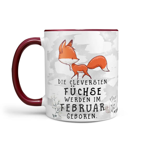 Monatstasse | Kaffeetasse Tasse Geburtstag Januar bis Dezember | Die cleversten Füchse inkl. Geschenkkarte Sunnywall