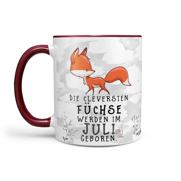 Monatstasse | Kaffeetasse Tasse Geburtstag Januar bis Dezember | Die cleversten Füchse inkl. Geschenkkarte Sunnywall