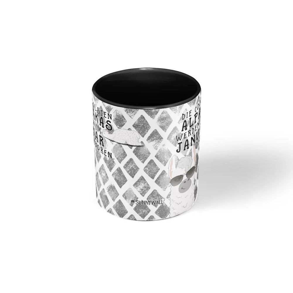 Monatstasse | Kaffeetasse Tasse Geburtstag Januar bis Dezember | Die coolsten Alpakas inkl. Geschenkkarte Sunnywall