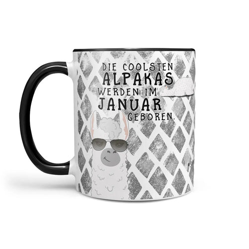 Monatstasse | Kaffeetasse Tasse Geburtstag Januar bis Dezember | Die coolsten Alpakas inkl. Geschenkkarte Sunnywall