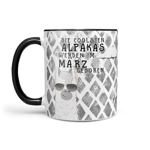 Monatstasse | Kaffeetasse Tasse Geburtstag Januar bis Dezember | Die coolsten Alpakas inkl. Geschenkkarte Sunnywall