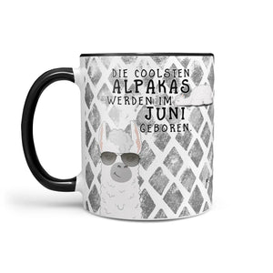 Monatstasse | Kaffeetasse Tasse Geburtstag Januar bis Dezember | Die coolsten Alpakas inkl. Geschenkkarte Sunnywall
