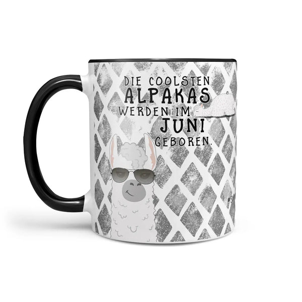 Monatstasse | Kaffeetasse Tasse Geburtstag Januar bis Dezember | Die coolsten Alpakas inkl. Geschenkkarte Sunnywall