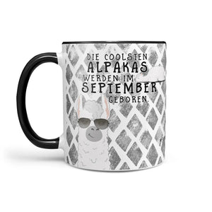 Monatstasse | Kaffeetasse Tasse Geburtstag Januar bis Dezember | Die coolsten Alpakas inkl. Geschenkkarte Sunnywall