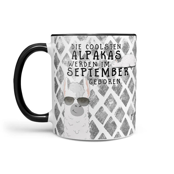 Monatstasse | Kaffeetasse Tasse Geburtstag Januar bis Dezember | Die coolsten Alpakas inkl. Geschenkkarte Sunnywall