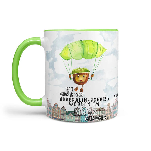 Monatstasse | Kaffeetasse Tasse Geburtstag Januar bis Dezember | Die größten Adrenalin Junkies Geburtstagstasse inkl. Geschenkkarte Sunnywall