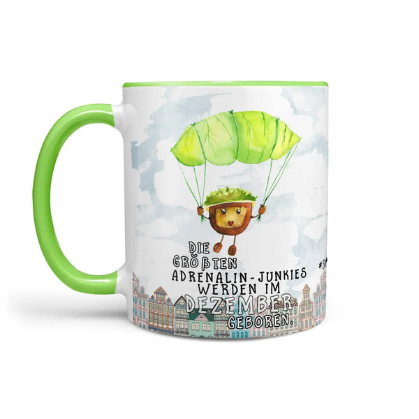 Monatstasse | Kaffeetasse Tasse Geburtstag Januar bis Dezember | Die größten Adrenalin Junkies Geburtstagstasse inkl. Geschenkkarte Sunnywall