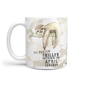 Monatstasse | Kaffeetasse Tasse Geburtstag Januar bis Dezember | Die größten Chiller (Faultier) inkl. Geschenkkarte Sunnywall
