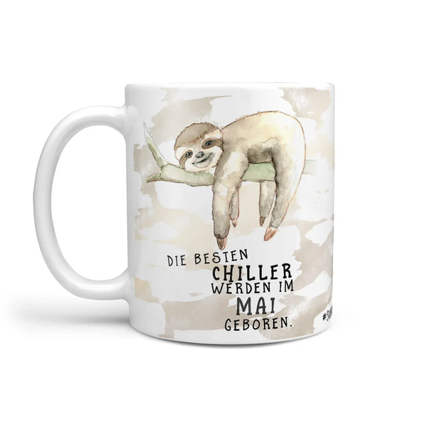 Monatstasse | Kaffeetasse Tasse Geburtstag Januar bis Dezember | Die größten Chiller (Faultier) inkl. Geschenkkarte Sunnywall