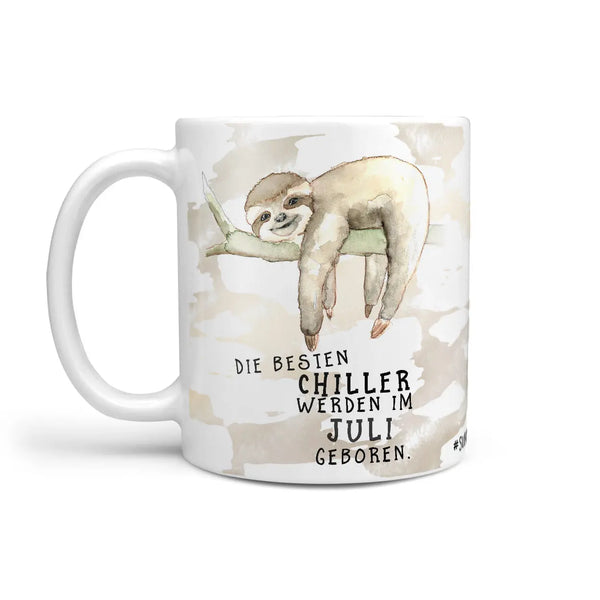 Monatstasse | Kaffeetasse Tasse Geburtstag Januar bis Dezember | Die größten Chiller (Faultier) inkl. Geschenkkarte Sunnywall