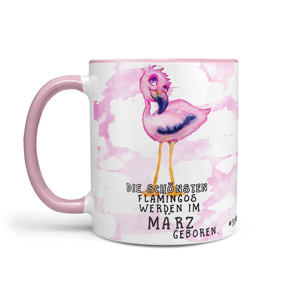 Monatstasse | Kaffeetasse Tasse Geburtstag Januar bis Dezember | Die schönsten Flamingos Geburtstagstasse inkl. Geschenkkarte Sunnywall