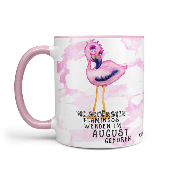 Monatstasse | Kaffeetasse Tasse Geburtstag Januar bis Dezember | Die schönsten Flamingos Geburtstagstasse inkl. Geschenkkarte Sunnywall