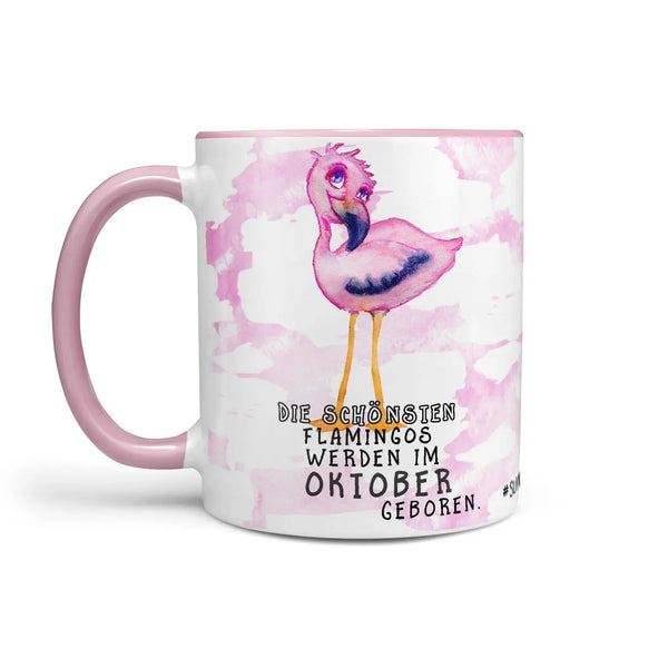 Monatstasse | Kaffeetasse Tasse Geburtstag Januar bis Dezember | Die schönsten Flamingos Geburtstagstasse inkl. Geschenkkarte Sunnywall