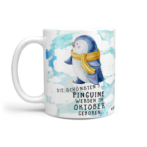 Monatstasse | Kaffeetasse Tasse Geburtstag Januar bis Dezember | Die schönsten Pinguine inkl. Geschenkkarte Sunnywall