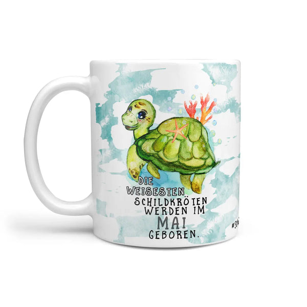 Monatstasse | Kaffeetasse Tasse Geburtstag Januar bis Dezember | Die weiseste Schildkröte Geburtstagstasse inkl. Geschenkkarte Sunnywall