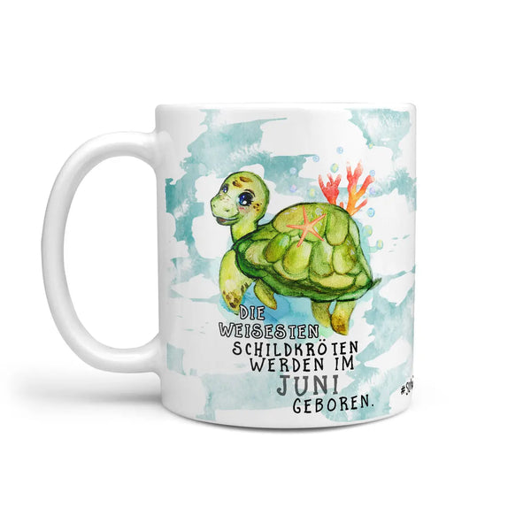 Monatstasse | Kaffeetasse Tasse Geburtstag Januar bis Dezember | Die weiseste Schildkröte Geburtstagstasse inkl. Geschenkkarte Sunnywall