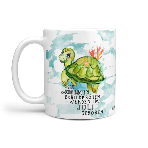 Monatstasse | Kaffeetasse Tasse Geburtstag Januar bis Dezember | Die weiseste Schildkröte Geburtstagstasse inkl. Geschenkkarte Sunnywall