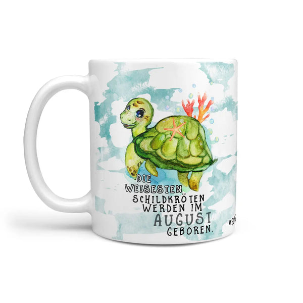 Monatstasse | Kaffeetasse Tasse Geburtstag Januar bis Dezember | Die weiseste Schildkröte Geburtstagstasse inkl. Geschenkkarte Sunnywall