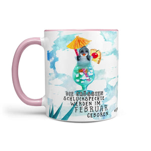 Monatstasse | Kaffeetasse Tasse Geburtstag Januar bis Dezember | Pinguin Schluckspechte Geburtstagstasse inkl. Geschenkkarte Sunnywall