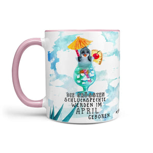 Monatstasse | Kaffeetasse Tasse Geburtstag Januar bis Dezember | Pinguin Schluckspechte Geburtstagstasse inkl. Geschenkkarte Sunnywall