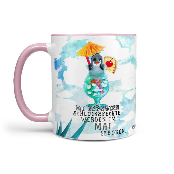 Monatstasse | Kaffeetasse Tasse Geburtstag Januar bis Dezember | Pinguin Schluckspechte Geburtstagstasse inkl. Geschenkkarte Sunnywall