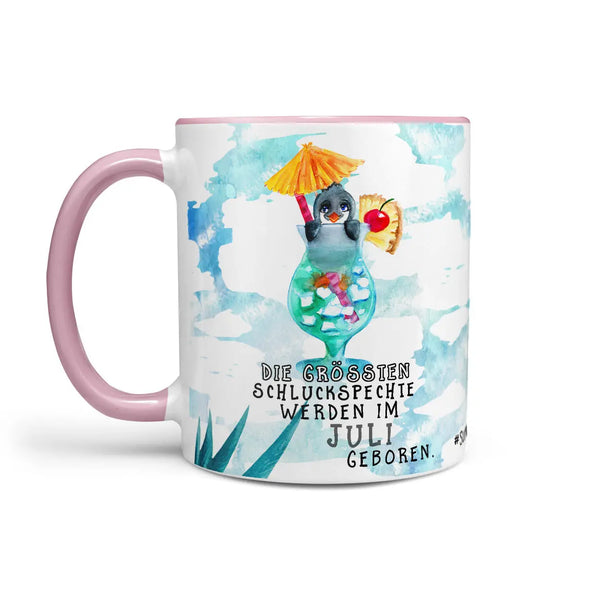 Monatstasse | Kaffeetasse Tasse Geburtstag Januar bis Dezember | Pinguin Schluckspechte Geburtstagstasse inkl. Geschenkkarte Sunnywall