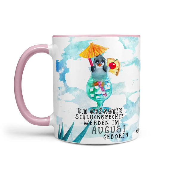 Monatstasse | Kaffeetasse Tasse Geburtstag Januar bis Dezember | Pinguin Schluckspechte Geburtstagstasse inkl. Geschenkkarte Sunnywall