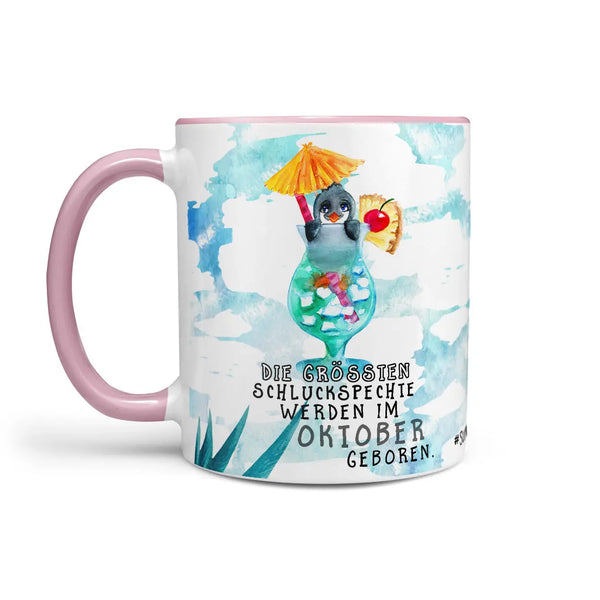 Monatstasse | Kaffeetasse Tasse Geburtstag Januar bis Dezember | Pinguin Schluckspechte Geburtstagstasse inkl. Geschenkkarte Sunnywall