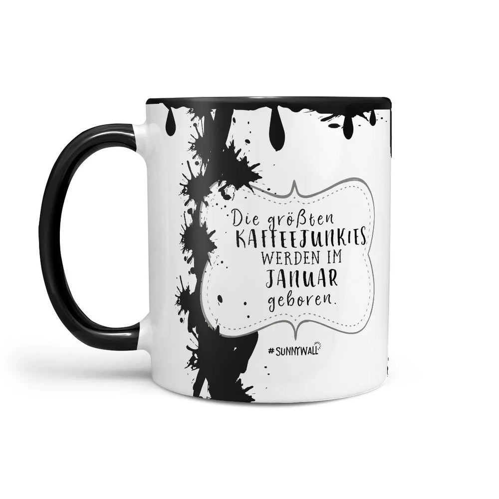 Monatstasse | Kaffeetasse Tasse Geburtstag | Die größten Kaffeejunkies werden im Januar bis Dezember Geburtstagstasse inkl. Geschenkkarte Sunnywall