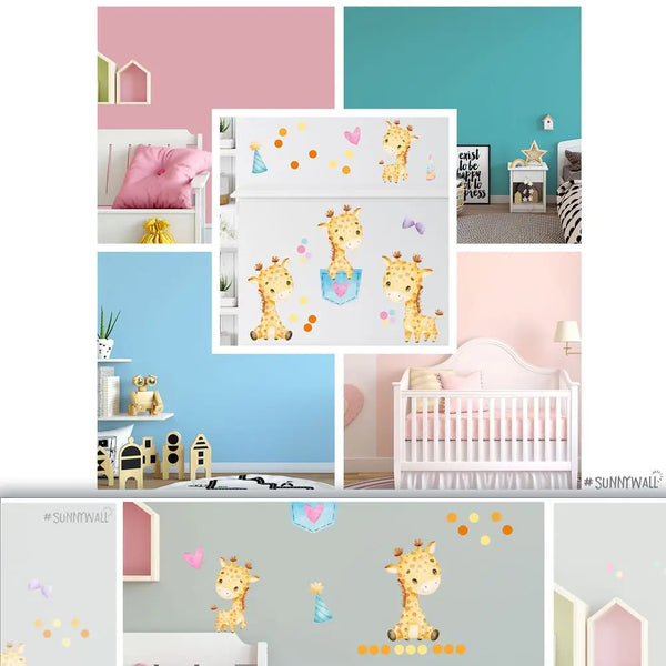 Niedliche Giraffe - Wandtattoo Kinderzimmer Baby Wandaufkleber Sunnywall