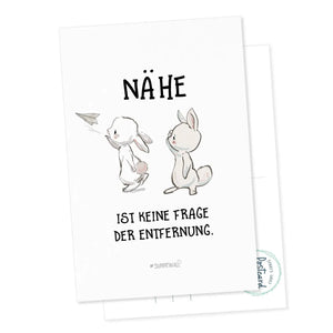 Postkarte Geschenkkarte Hase rabbit Postbote Nähe ist keine Frage der Entfernung Sunnywall