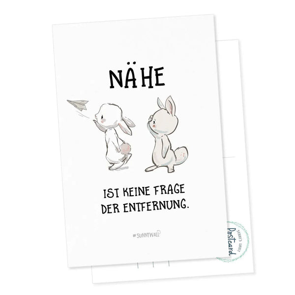 Postkarte Geschenkkarte Hase rabbit Postbote Nähe ist keine Frage der Entfernung Sunnywall