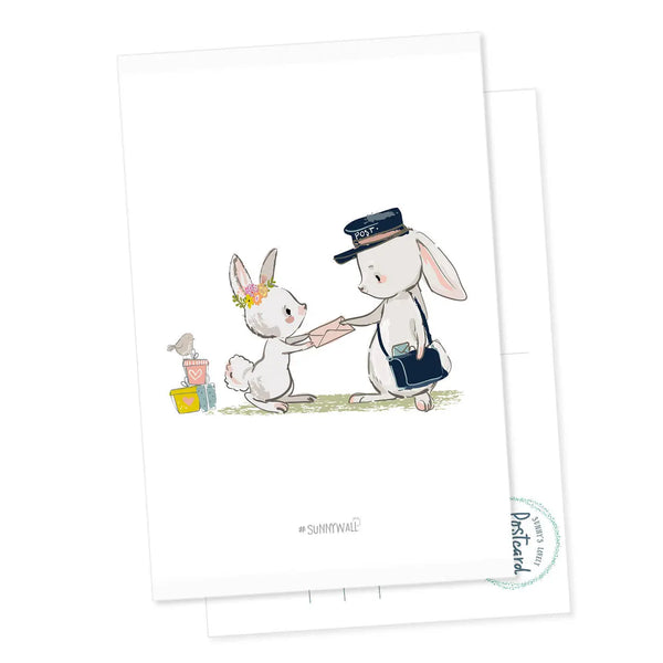Postkarte Geschenkkarte Hase rabbit Postbote Sunnywall