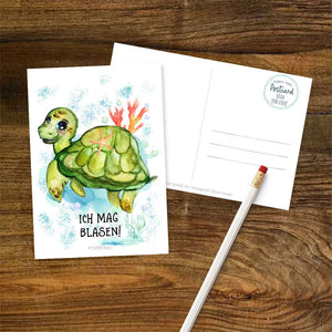Postkarte Schildkröte Trinchen - Ich mag Blasen Sunnywall