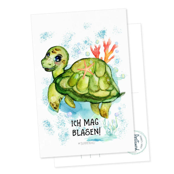 Postkarte Schildkröte Trinchen - Ich mag Blasen Sunnywall