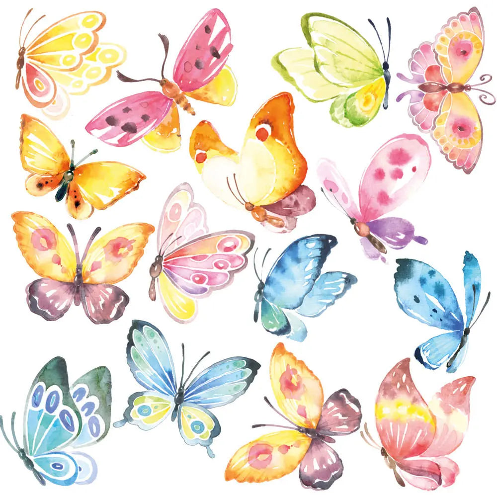 Schmetterlinge Wandtattoo XXL Set | Kinderzimmer Aufkleber bunt Wanddeko Sunnywall