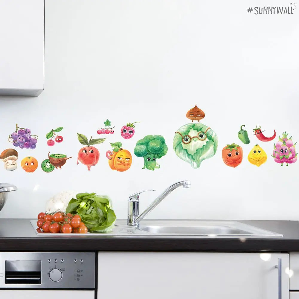 Sweet Fruits Set 1 - Wandtattoo Kinderzimmer Küche Wandaufkleber Sunnywall