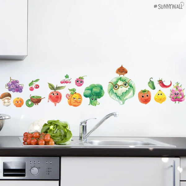 Sweet Fruits Set 1 - Wandtattoo Kinderzimmer Küche Wandaufkleber Sunnywall