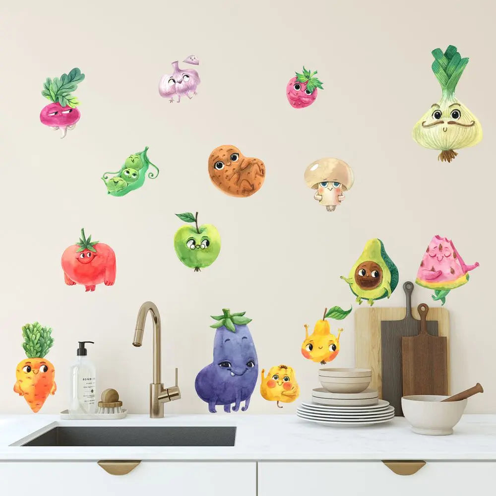 Sweet Fruits Set 2 - Wandtattoo Kinderzimmer Küche Wandaufkleber Sunnywall