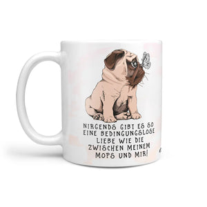 Tasse Spruch | Kaffeetasse Geschenktasse Mops und mir Schmetterling Bedingungslose Liebe Sunnywall