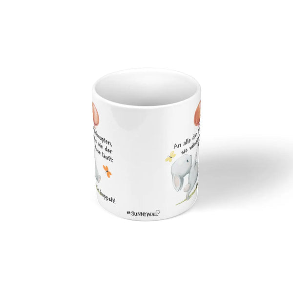 Tasse Spruch | Kaffeetasse Häschen - An alle die behaupten sie wüssten wie der Hase läuft rot Sunnywall