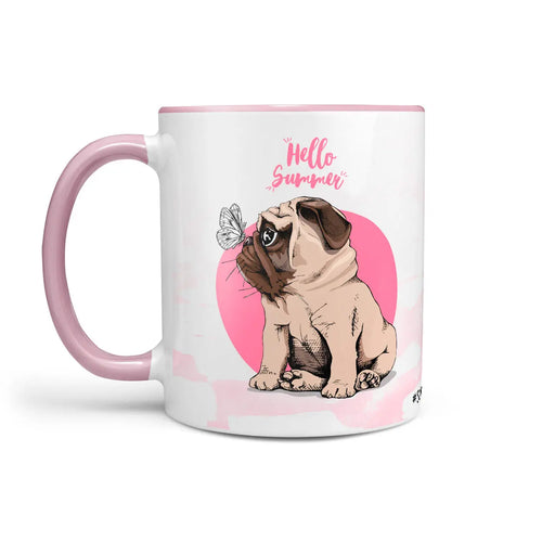 Tasse Spruch | Kaffeetasse Mops Hund - Hello Summer Schmetterling Sunnywall