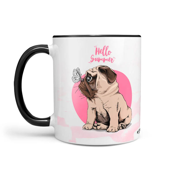 Tasse Spruch | Kaffeetasse Mops Hund - Hello Summer Schmetterling Sunnywall