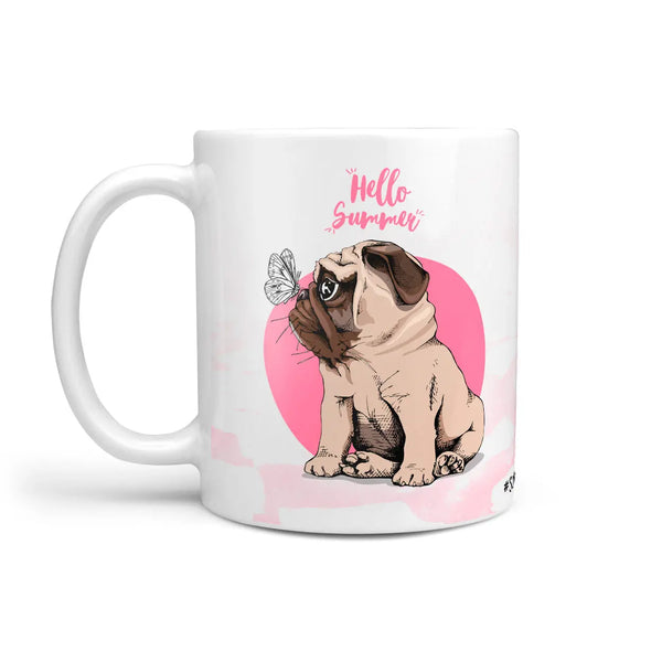 Tasse Spruch | Kaffeetasse Mops Hund - Hello Summer Schmetterling Sunnywall