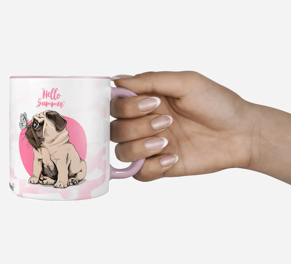 Tasse Spruch | Kaffeetasse Mops Hund - Hello Summer Schmetterling Sunnywall