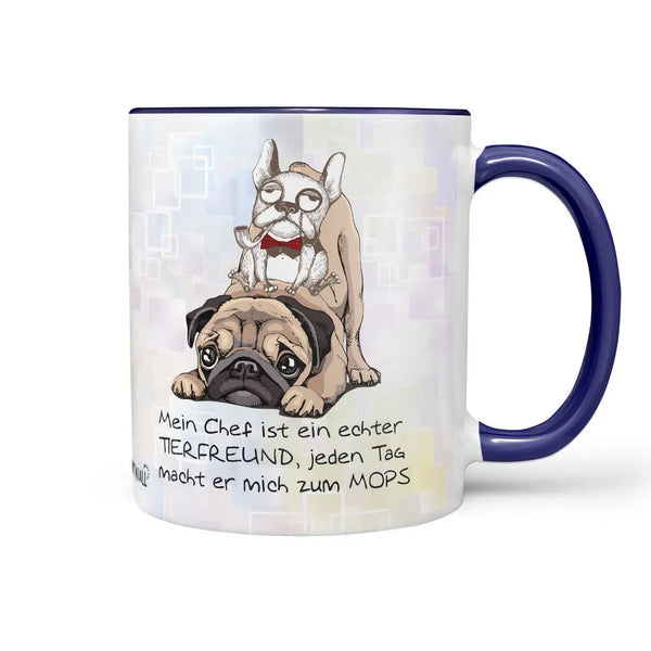 Tasse Spruch | Kaffeetasse Mops Hund - Mein Chef ist ein echter TIERFREUND Sunnywall