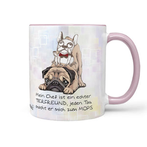 Tasse Spruch | Kaffeetasse Mops Hund - Mein Chef ist ein echter TIERFREUND Sunnywall